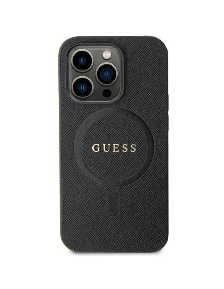 Guess Saffiano MagSafe dėklas iPhone 14 Pro - juodas Guess Saffiano MagSafe dėklas iPhone 14 Pro - juodas