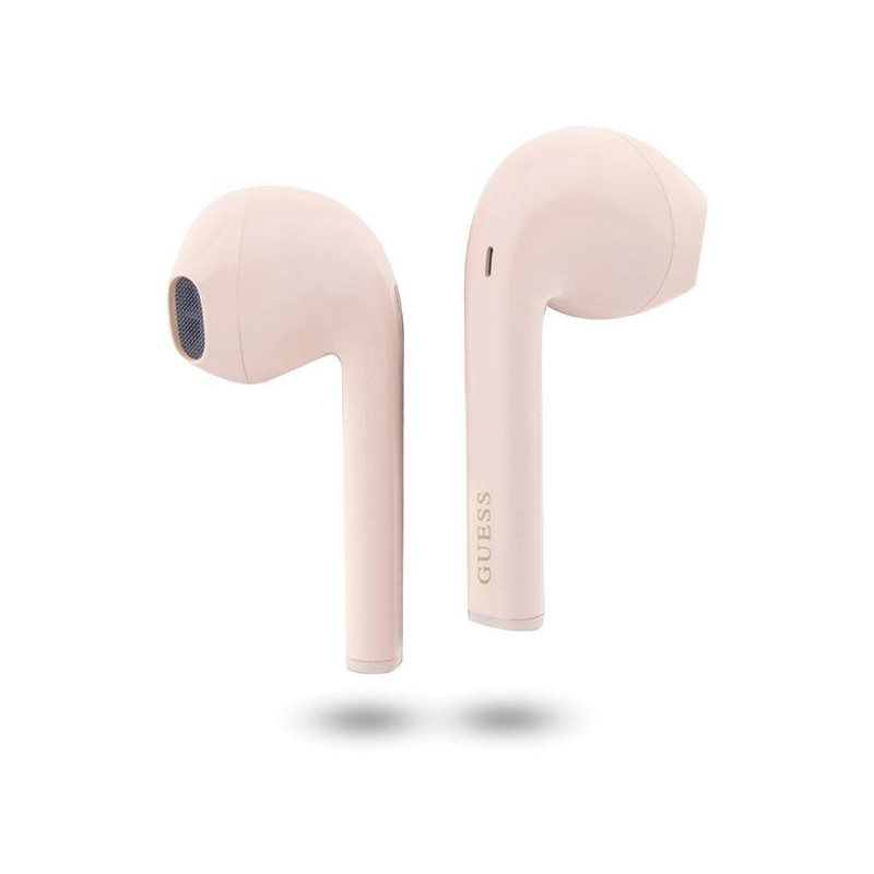 Guess Classic EST Logo TWS Bluetooth ausinės + prijungimo stotelė - rožinė