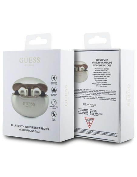 Guess Classic EST TWS Bluetooth ausinės + prijungimo stotelė - auksinė Guess Classic EST TWS Bluetooth ausinės + prijungimo stotelė - auksinė