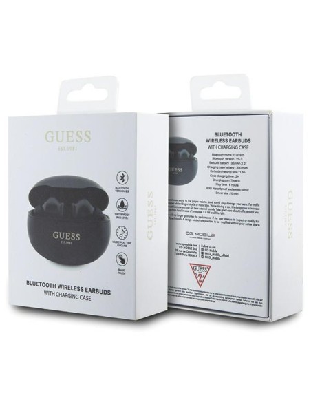 Guess Classic EST TWS Bluetooth ausinės + prijungimo stotelė - juoda Guess Classic EST TWS Bluetooth ausinės + prijungimo stotelė - juoda