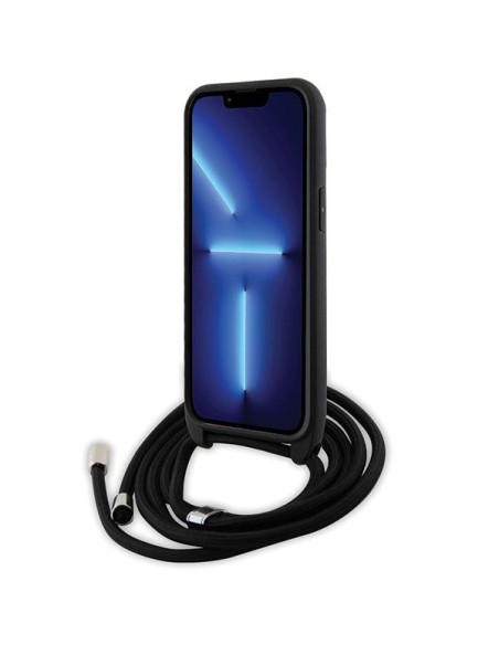 Karl Lagerfeld Crossbody Saffiano Metal Pin Karl&Choupette dėklas, skirtas iPhone 13 Pro / iPhone 13 - juodas Karl Lagerfeld Crossbody Saffiano Metal Pin Karl&Choupette dėklas, skirtas iPhone 13 Pro / iPhone 13 - juodas