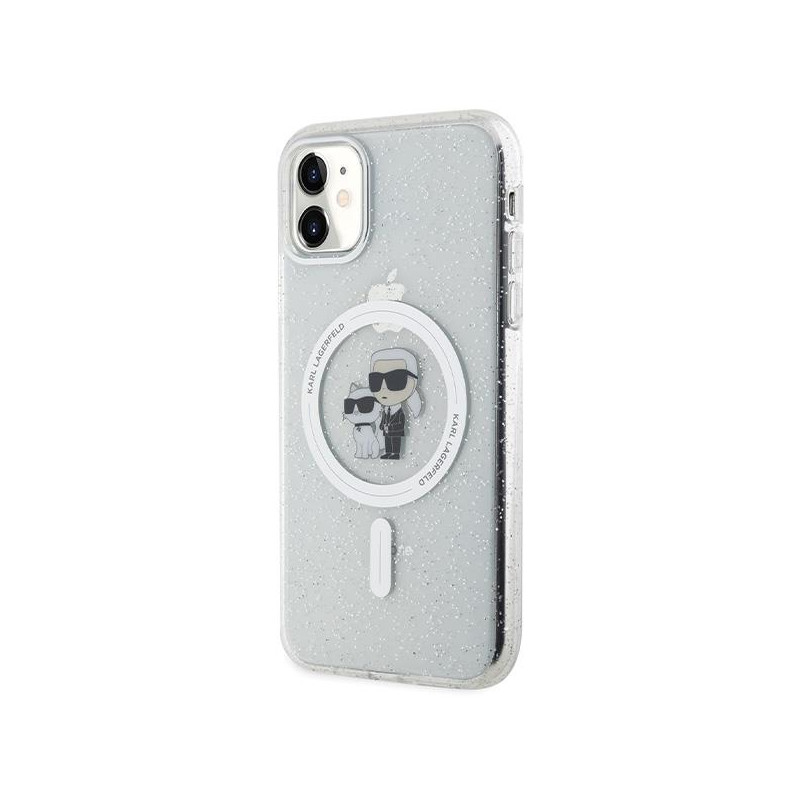 Karl Lagerfeld Karl&Choupette Glitter MagSafe dėklas iPhone 11 / Xr - skaidrus