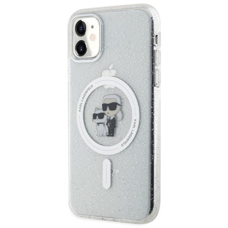 Karl Lagerfeld Karl&Choupette Glitter MagSafe dėklas iPhone 11 / Xr - skaidrus Karl Lagerfeld Karl&Choupette Glitter MagSafe dėklas iPhone 11 / Xr - skaidrus