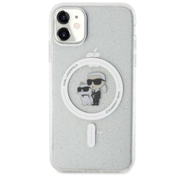 Karl Lagerfeld Karl&Choupette Glitter MagSafe dėklas iPhone 11 / Xr - skaidrus