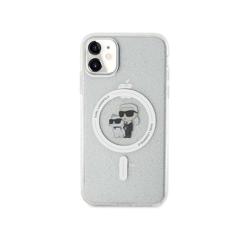Karl Lagerfeld Karl&Choupette Glitter MagSafe dėklas iPhone 11 / Xr - skaidrus
