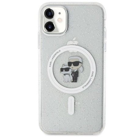 Karl Lagerfeld Karl&Choupette Glitter MagSafe dėklas iPhone 11 / Xr - skaidrus Karl Lagerfeld Karl&Choupette Glitter MagSafe dėklas iPhone 11 / Xr - skaidrus
