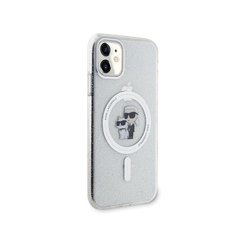 Karl Lagerfeld Karl&Choupette Glitter MagSafe dėklas iPhone 11 / Xr - skaidrus
