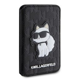 Karl Lagerfeld Saffiano Monogram Choupette MagSafe magnetinė piniginė - juoda