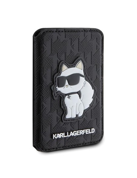 Karl Lagerfeld Saffiano Monogram Choupette MagSafe magnetinė piniginė - juoda