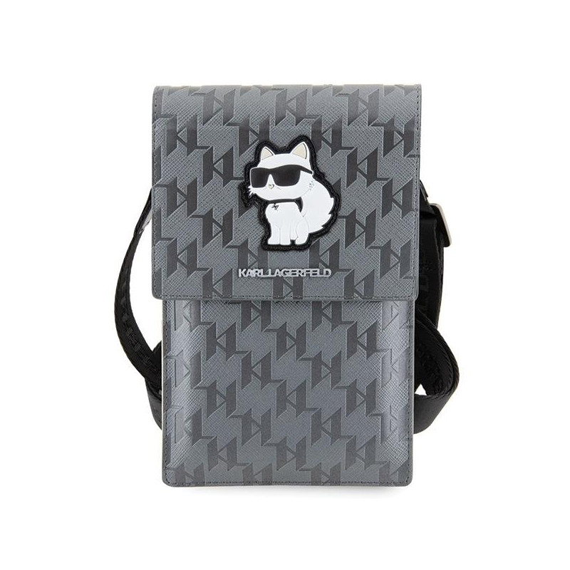 Karl Lagerfeld Saffiano Monogram Choupette krepšys – sidabrinis