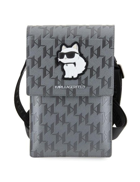 Karl Lagerfeld Saffiano Monogram Choupette krepšys – sidabrinis Karl Lagerfeld Saffiano Monogram Choupette krepšys – sidabrinis