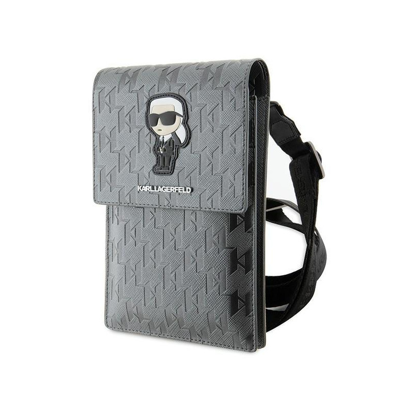 Karl Lagerfeld Saffiano Monogram Ikonik rankinė - sidabrinė