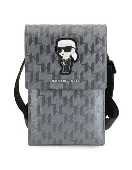 Karl Lagerfeld Saffiano Monogram Ikonik rankinė - sidabrinė Karl Lagerfeld Saffiano Monogram Ikonik rankinė - sidabrinė