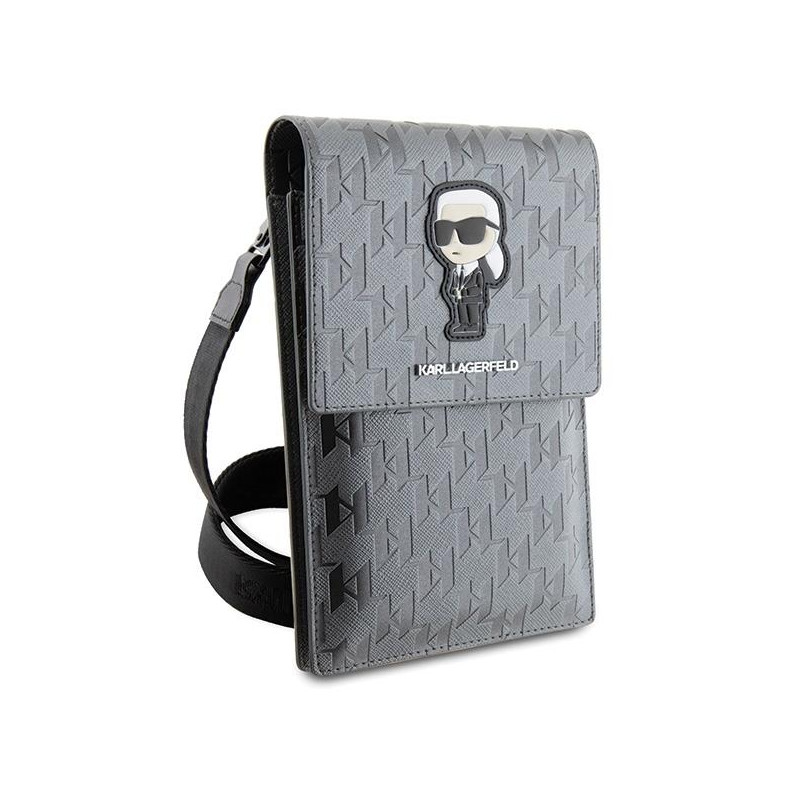Karl Lagerfeld Saffiano Monogram Ikonik rankinė - sidabrinė