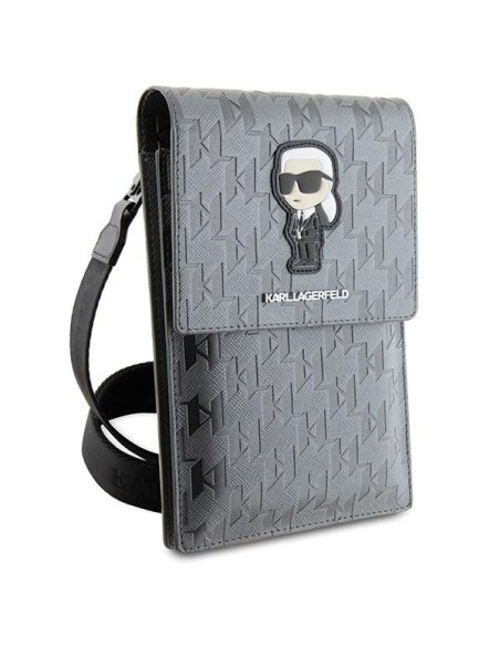Karl Lagerfeld Saffiano Monogram Ikonik rankinė - sidabrinė Karl Lagerfeld Saffiano Monogram Ikonik rankinė - sidabrinė