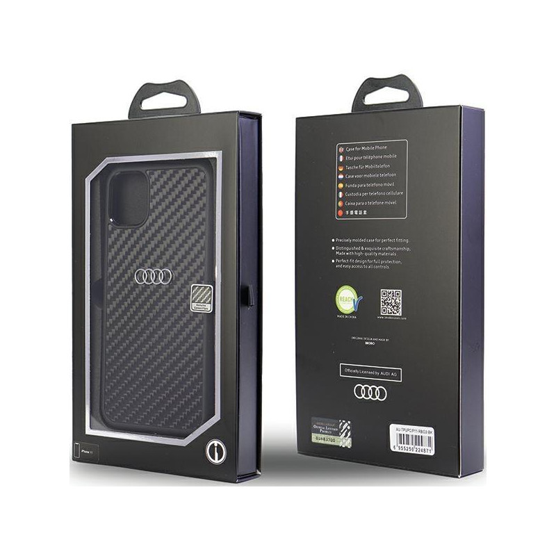 Audi Carbon Fiber dėklas iPhone 11 / Xr - juodas