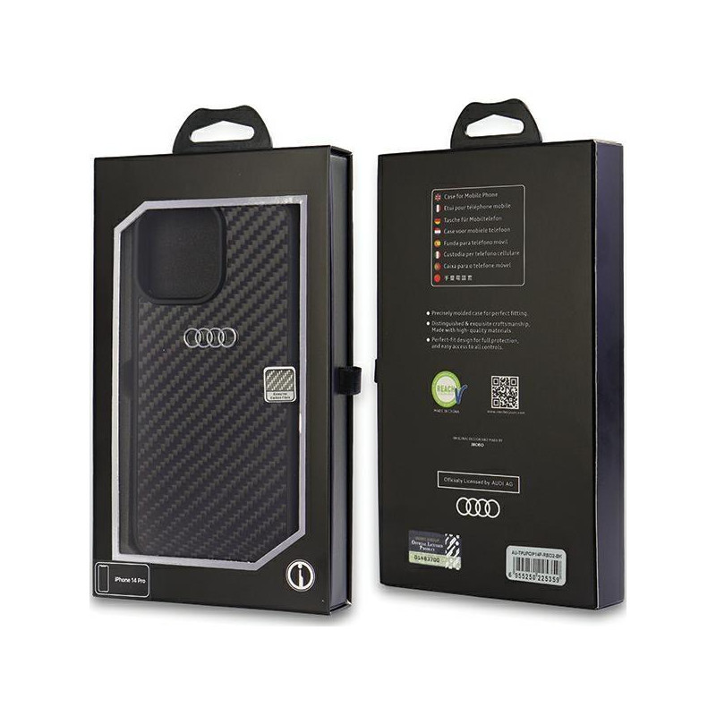 Audi Carbon Fiber dėklas iPhone 14 Pro - juodas