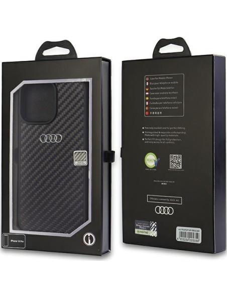Audi Carbon Fiber dėklas iPhone 14 Pro - juodas Audi Carbon Fiber dėklas iPhone 14 Pro - juodas