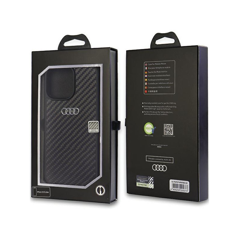 Audi Carbon Fiber dėklas iPhone 14 Pro Max - juodas