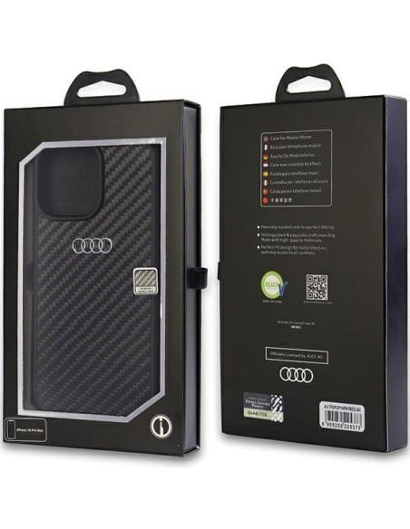Audi Carbon Fiber dėklas iPhone 14 Pro Max - juodas Audi Carbon Fiber dėklas iPhone 14 Pro Max - juodas