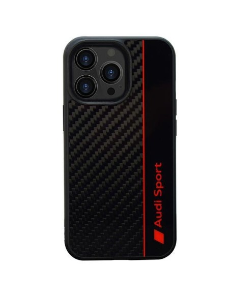Audi Carbon Fibre Stripe dėklas iPhone 13 Pro Max - juodas Audi Carbon Fibre Stripe dėklas iPhone 13 Pro Max - juodas
