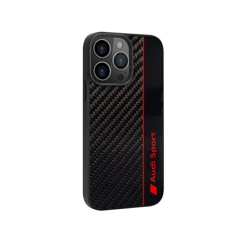 Audi Carbon Fibre Stripe dėklas iPhone 13 Pro Max - juodas