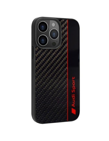 Audi Carbon Fibre Stripe dėklas iPhone 13 Pro Max - juodas Audi Carbon Fibre Stripe dėklas iPhone 13 Pro Max - juodas
