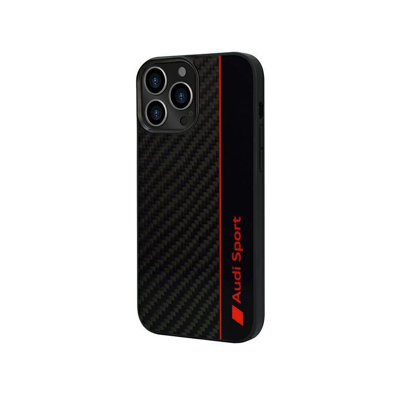 Audi Carbon Fibre Stripe dėklas iPhone 13 Pro Max - juodas