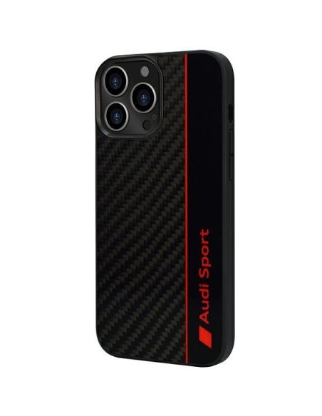 Audi Carbon Fibre Stripe dėklas iPhone 13 Pro Max - juodas Audi Carbon Fibre Stripe dėklas iPhone 13 Pro Max - juodas