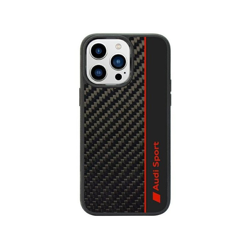 Audi Carbon Fibre Stripe dėklas iPhone 14 Pro - juodas Audi Carbon Fibre Stripe dėklas iPhone 14 Pro - juodas