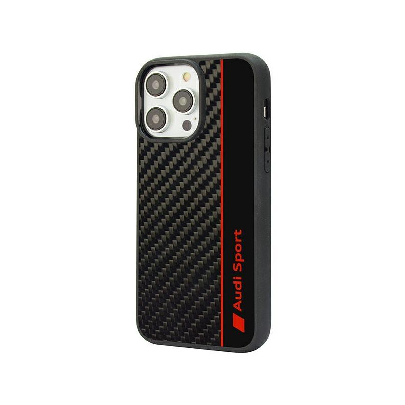 Audi Carbon Fibre Stripe dėklas iPhone 14 Pro - juodas