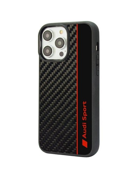 Audi Carbon Fibre Stripe dėklas iPhone 14 Pro - juodas Audi Carbon Fibre Stripe dėklas iPhone 14 Pro - juodas