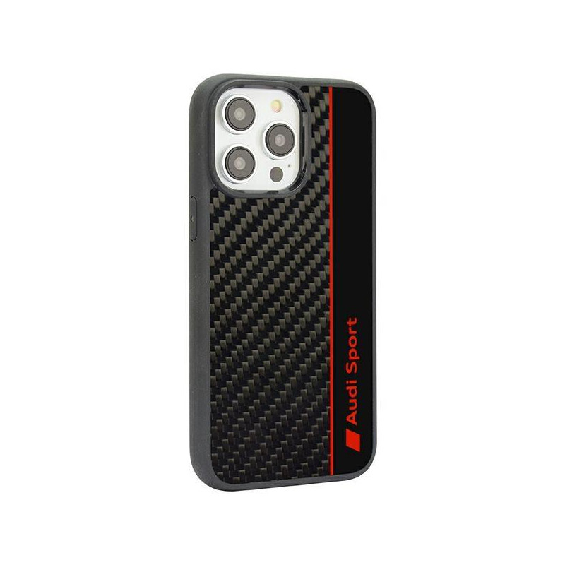 Audi Carbon Fibre Stripe dėklas iPhone 14 Pro - juodas
