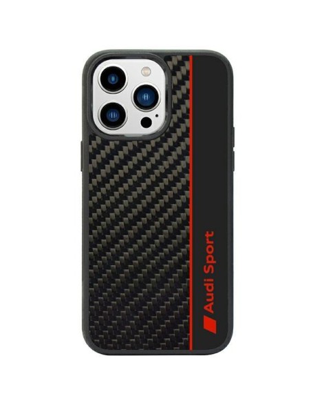 Audi Carbon Fibre Stripe dėklas iPhone 14 Pro Max - juodas