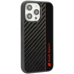 Audi Carbon Fibre Stripe dėklas iPhone 14 Pro Max - juodas
