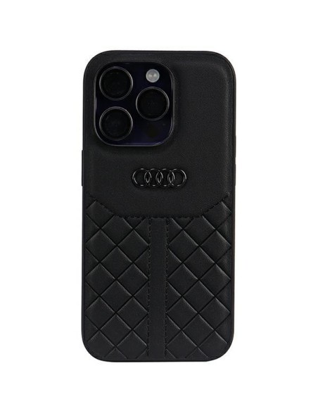 Audi tikros odos dėklas iPhone 14 Pro - juodas Audi tikros odos dėklas iPhone 14 Pro - juodas