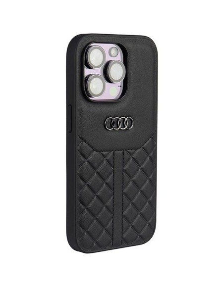 Audi tikros odos dėklas iPhone 14 Pro - juodas Audi tikros odos dėklas iPhone 14 Pro - juodas