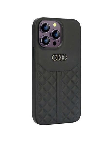Audi tikros odos dėklas iPhone 14 Pro Max - juodas Audi tikros odos dėklas iPhone 14 Pro Max - juodas