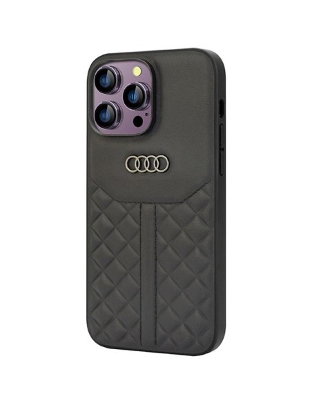 Audi tikros odos dėklas iPhone 14 Pro Max - juodas Audi tikros odos dėklas iPhone 14 Pro Max - juodas