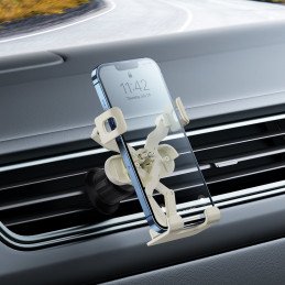 Gravitacinis automobilio telefono laikiklis oro ventiliacijai smėlio spalvos