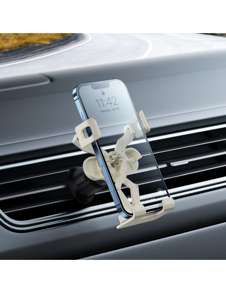 Gravitacinis automobilio telefono laikiklis oro ventiliacijai smėlio spalvos Gravitacinis automobilio telefono laikiklis oro ventiliacijai smėlio spalvos