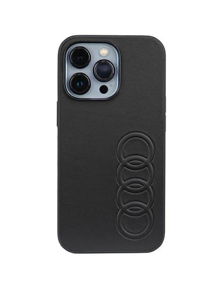 Audi sintetinės odos dėklas iPhone 13 Pro / iPhone 13 - juodas Audi sintetinės odos dėklas iPhone 13 Pro / iPhone 13 - juodas