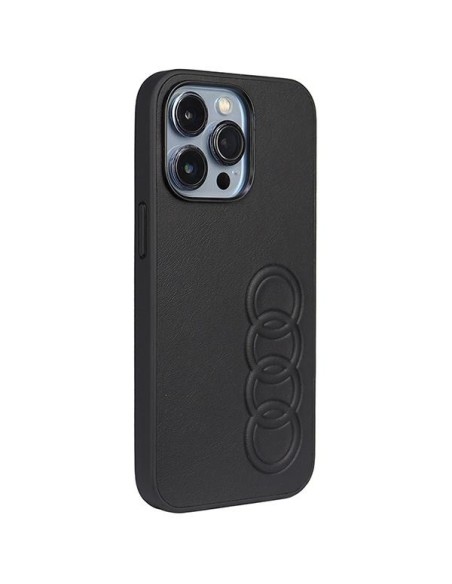Audi sintetinės odos dėklas iPhone 13 Pro / iPhone 13 - juodas Audi sintetinės odos dėklas iPhone 13 Pro / iPhone 13 - juodas
