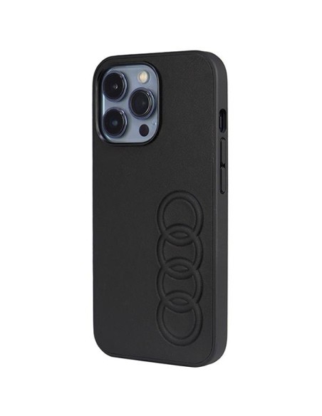 Audi sintetinės odos dėklas iPhone 13 Pro / iPhone 13 - juodas Audi sintetinės odos dėklas iPhone 13 Pro / iPhone 13 - juodas