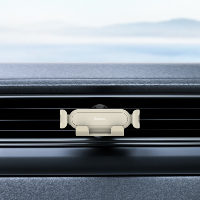 Gravitacinis automobilio telefono laikiklis oro ventiliacijai smėlio spalvos