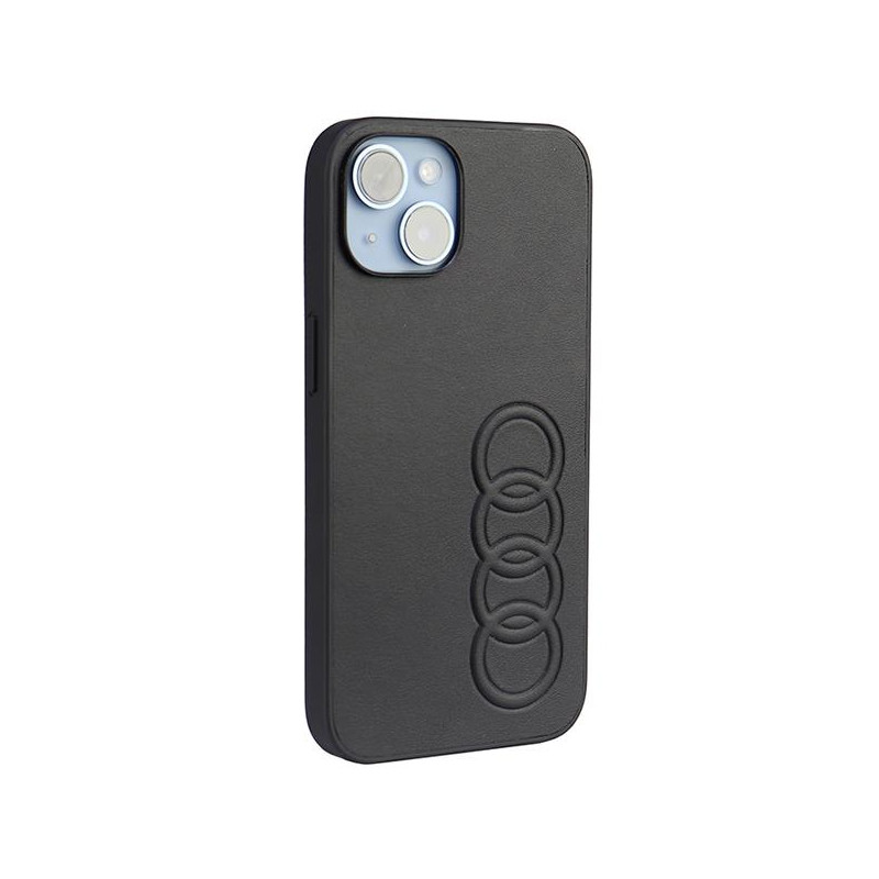 Audi sintetinės odos dėklas iPhone 14 - juodas