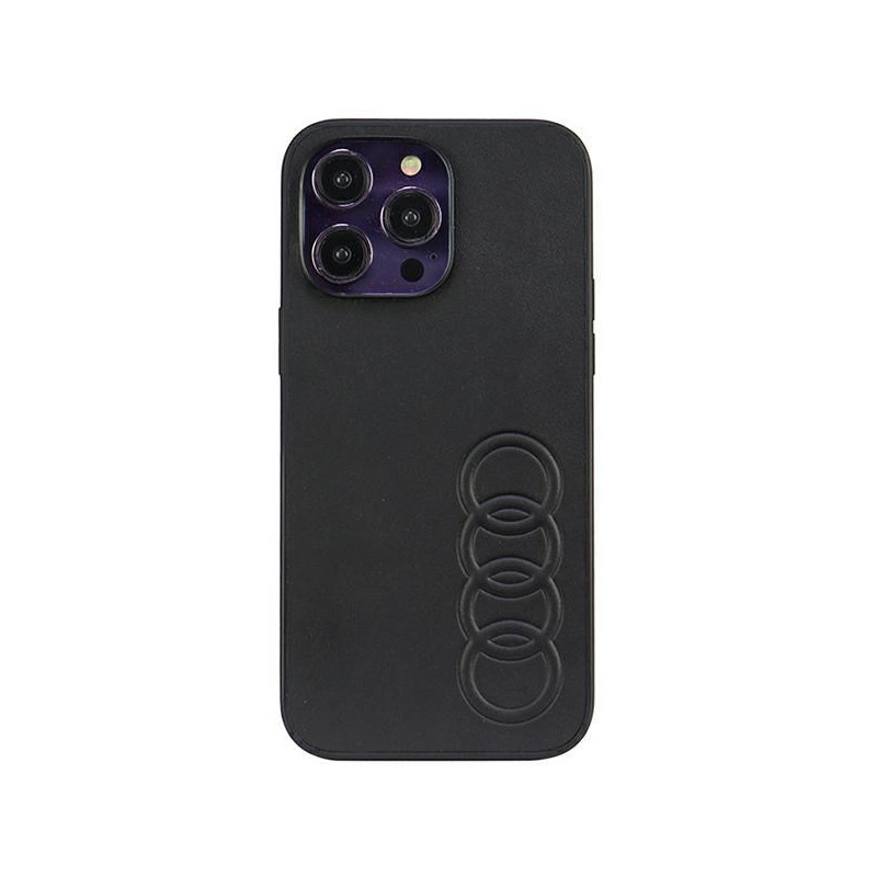 Audi sintetinės odos dėklas iPhone 14 Pro Max - juodas Audi sintetinės odos dėklas iPhone 14 Pro Max - juodas