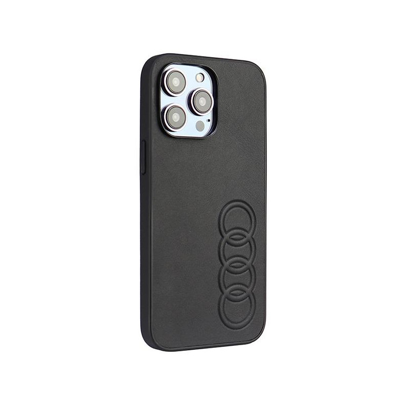 Audi sintetinės odos dėklas iPhone 14 Pro Max - juodas