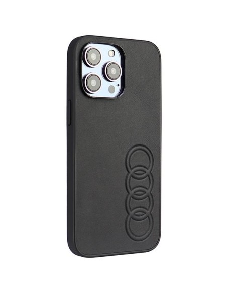Audi sintetinės odos dėklas iPhone 14 Pro Max - juodas Audi sintetinės odos dėklas iPhone 14 Pro Max - juodas