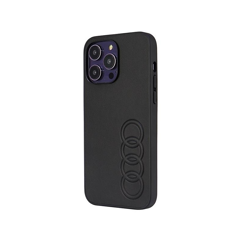 Audi sintetinės odos dėklas iPhone 14 Pro Max - juodas